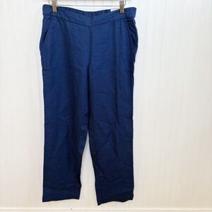 Chico’s Eclipse Blue 100% Linen Pull On Straight Leg Pants Size 00R = 2R NEW